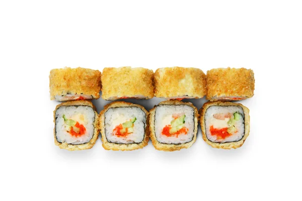 Set of tempura sushi rolls isolated at white — Stock Photo, Image