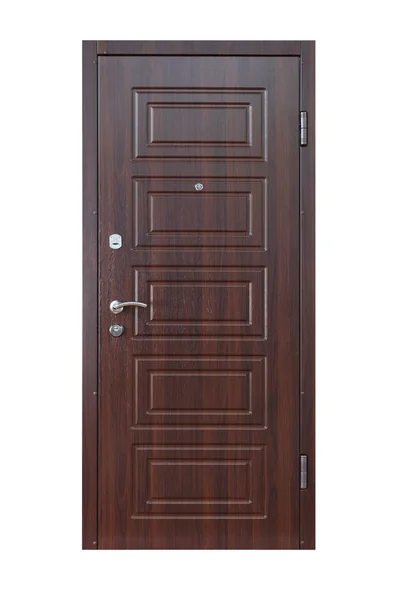 Brown wenge wooden closed door isolated on white — Stockfoto