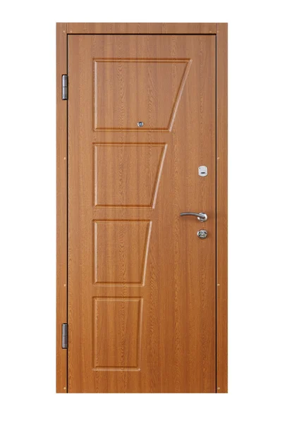 Hnědé Olše dřevo zavřené dveře izolované na bílém — Stock fotografie