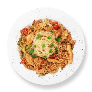 Asya gıda. Fried Tayland pirinç noodle