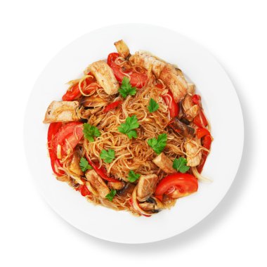Asya gıda. Fried Tayland pirinç noodle