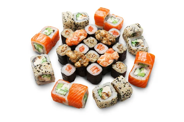Set de sushi maki y rollos aislados . — Foto de Stock