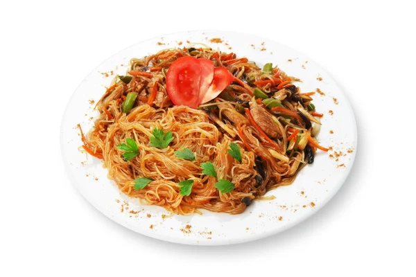 Asya gıda. Fried Tayland pirinç noodle — Stok fotoğraf