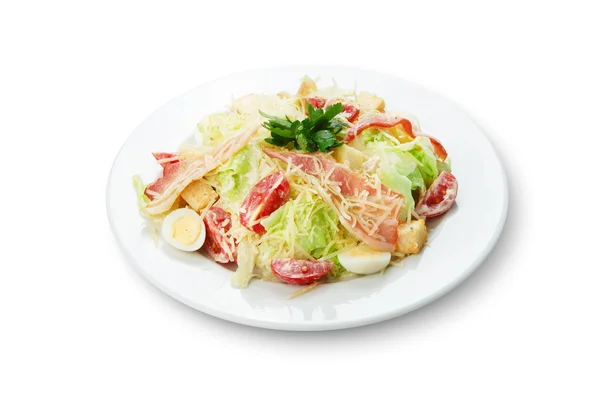 Insalata con pancetta, uova sode e parmigiano . — Foto Stock