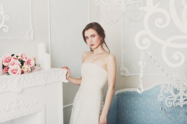 Vintage gelinlik güzel genç gelin