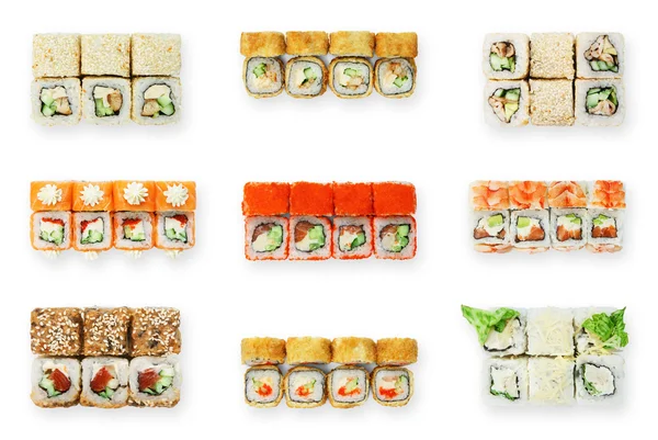 Set of sushi rolls isolated at white — Stock Photo, Image