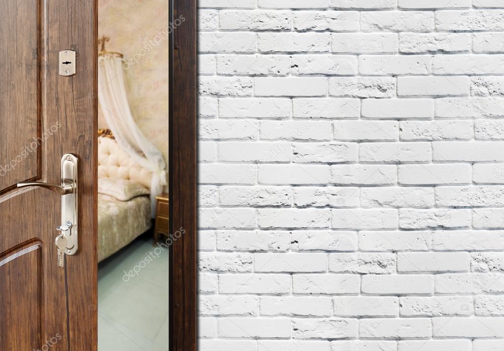 Half Open Door Of A Classic Bedroom Closeup Stock Photo Image By C Milkos 111454308