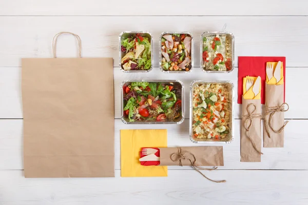 Healthy food take away in boxes, eating right