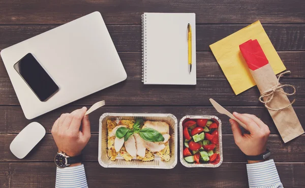 Comida saludable - almuerzo de negocios vista superior — Foto de Stock