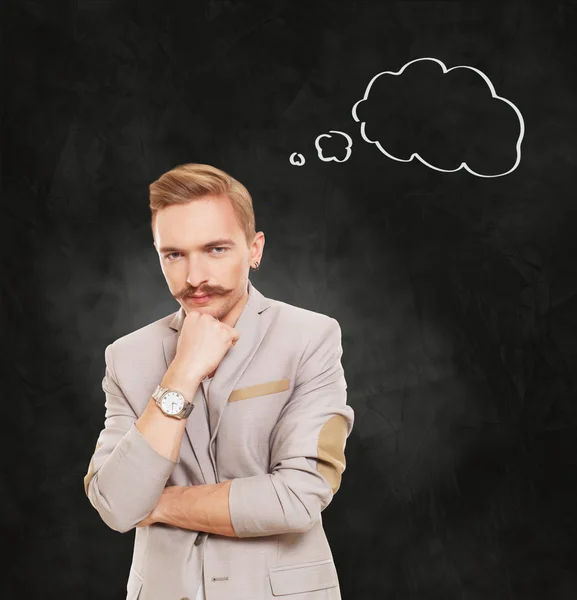 Portret van een zakenman met thinking Cloud — Stockfoto