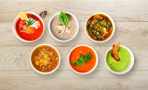 Variety of soups from different cuisines — Stock Image Variety of soups from different cuisines Stock Picture