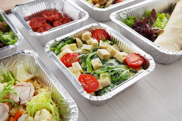 Comida saludable en cajas, concepto de dieta . — Foto de Stock