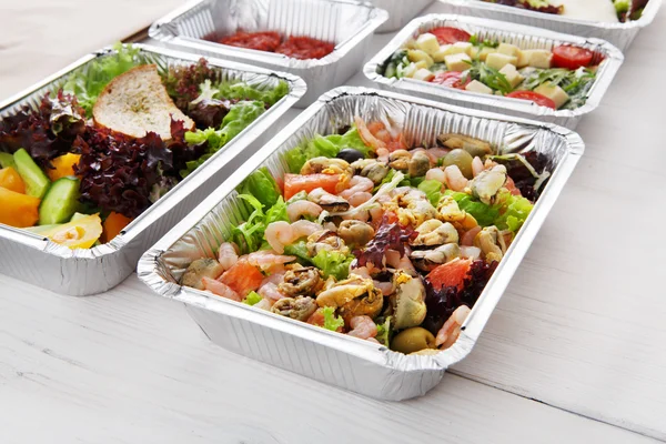 Comida saludable en cajas, concepto de dieta . — Foto de Stock