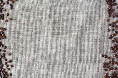 Çuval bezi doku kahve çekirdekleri kenarlıklı