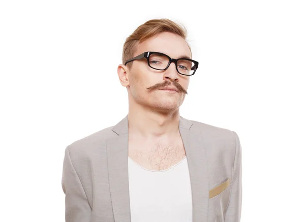 Молодий чоловік в окулярах портрет ізольований на білому — стокове фото
