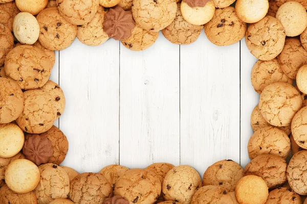Kurabiye ve bisküvi, kopya alanı ile ahşap beyaz