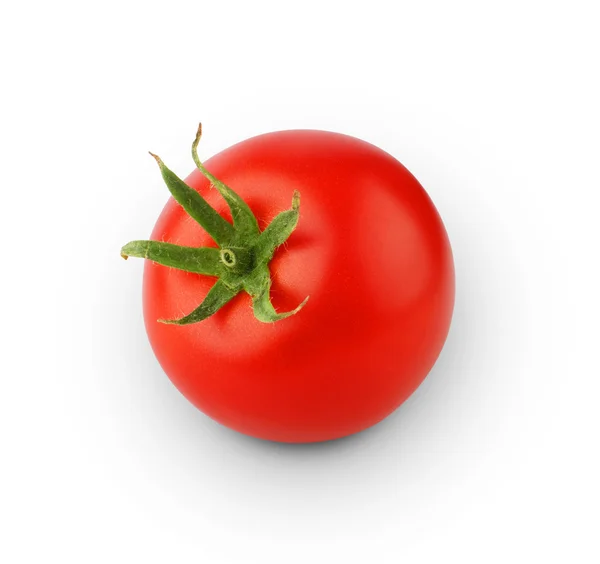 Eine reife frische rote Tomate isoliert auf weißem Hintergrund — Stockfoto