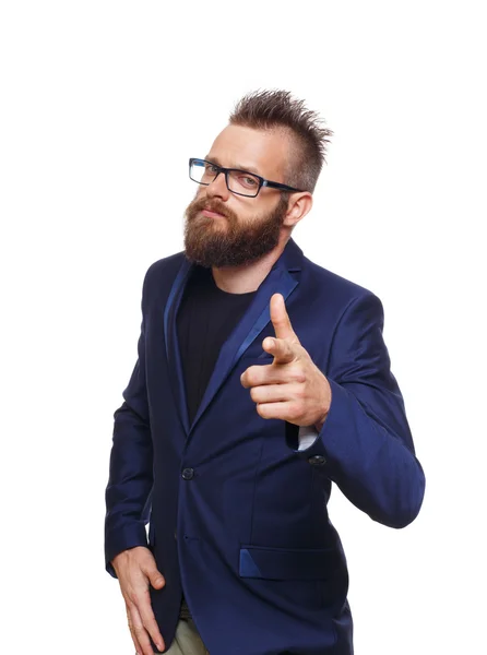 Young bearded man portrait isolated at white — Stock Photo, Image
