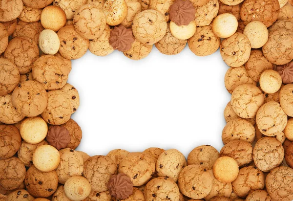 Spousta cukroví a sušenky v bílé s kopií prostor — Stock fotografie