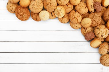Kurabiye ve bisküvi, kopya alanı ile ahşap beyaz