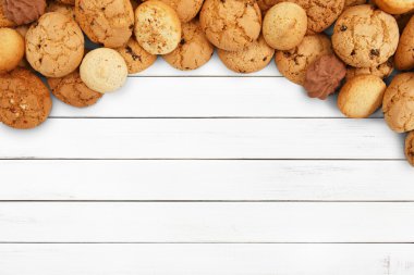 Kurabiye ve bisküvi, kopya alanı ile ahşap beyaz
