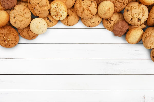Kurabiye ve bisküvi, kopya alanı ile ahşap beyaz