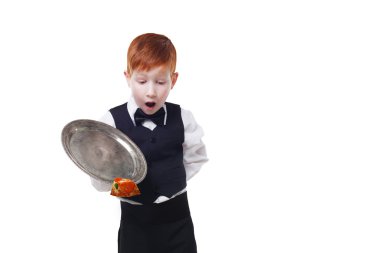 Parça pizza hizmet sakar küçük garson damla tepsi