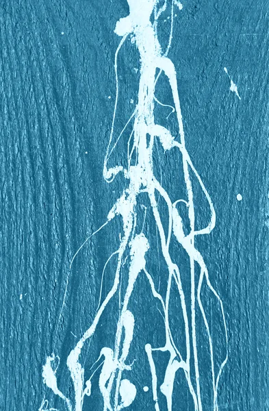 Modré dřevěné stěny s bílou barvou kapky, kapky a skvrny — Stock fotografie