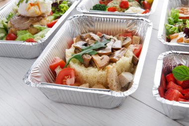 Sağlıklı gıda kutularında, diyet kavramı.