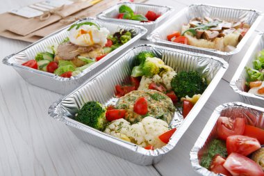 Sağlıklı gıda kutularında, diyet kavramı.