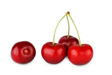 Taze olgun kiraz closeup beyaz arka plan izole