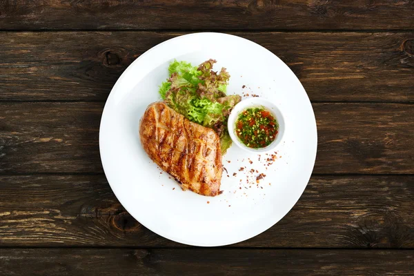 Restaurant food - chicken fillet grilled steak — Stock Photo, Image