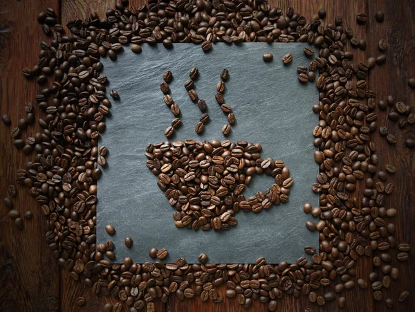 Coupe de grains de café à fond de pierre — Photo