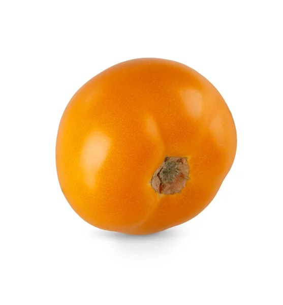 One ripe fresh yellow tomato isolated on white background — Stock Photo, Image