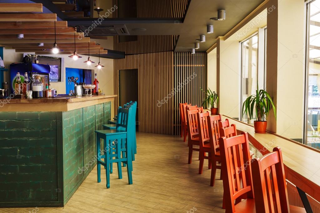 Modern restaurant, bar of café interieur — Stockfoto © Milkos #122863510 Modern restaurant, bar of café interieur — Stockfoto © Milkos #122863510