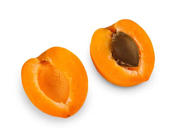 One ripe fresh apricot halves isolated on white background — Stock Photo, Image