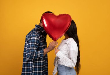 Sevgililer Günü 'nde romantik bir öpüşme ve randevu.