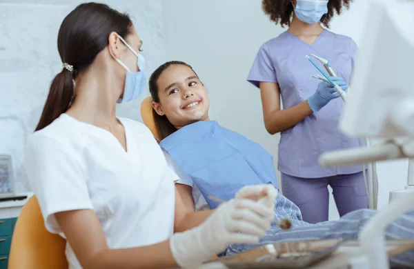 Work of medical dental team with small child — Stock Photo, Image