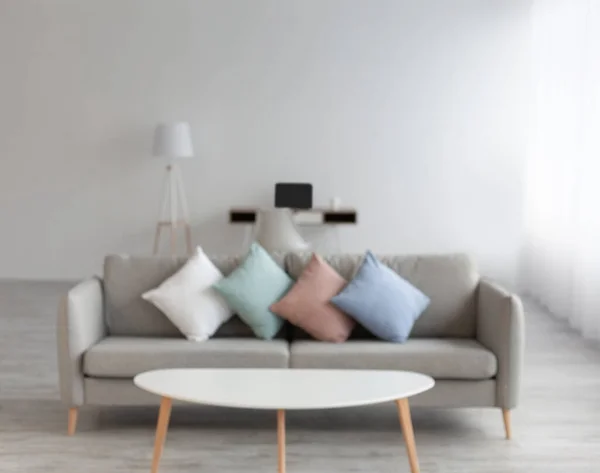 Blurred view of scandinavian home office or living room design — Stock Photo, Image