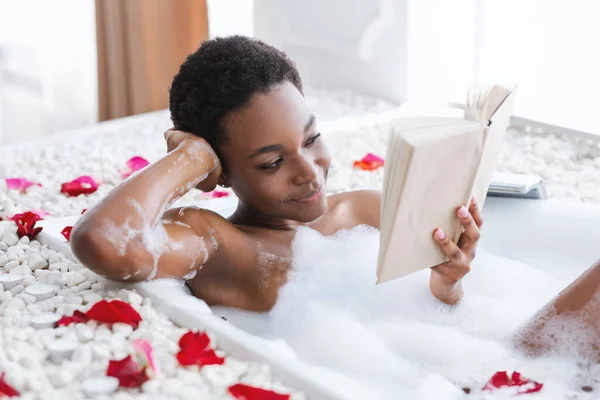 Spa procedure, self care and resting in bathroom at home at weekend or free time — Stock Photo, Image