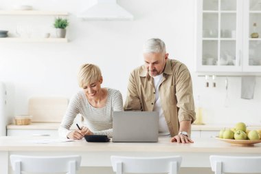Ev muhasebesi, fatura ödeme ve planlama bütçesi, iyi haberler okumak, geri ödeme veya ipotek onayı