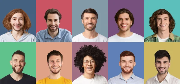 Composite collage of happy diverse multicultural men — Stock Photo, Image