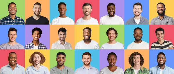 Colagem composta de homens multiculturais diversificados otimistas — Fotografia de Stock