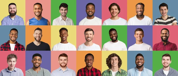 Sammansatt uppsättning av optimistiska olika multiracial killar — Stockfoto