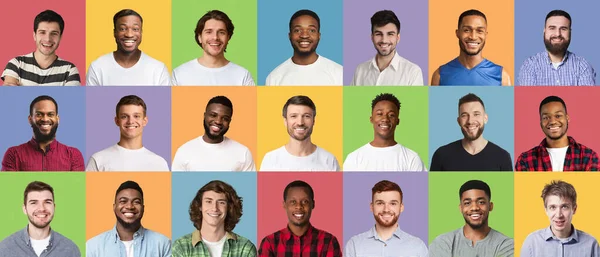 Collectie van diverse multiculturele mensen positieve verschillende emoties — Stockfoto