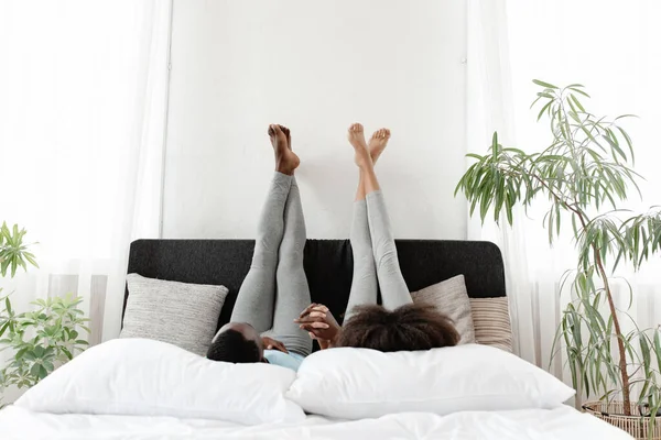 stock image Relaxation, rest and romantic conversation at home during self isolation