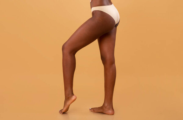 Bottom Part Of Young Black Woman Posing In Underwear
