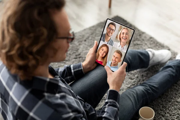 Family communication or meeting with colleagues during covid-19 quarantine, video chat and conference at home