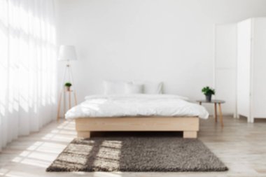 Şık ışık minimalist tasarım, gün ışığında, yatak odasının içinde.