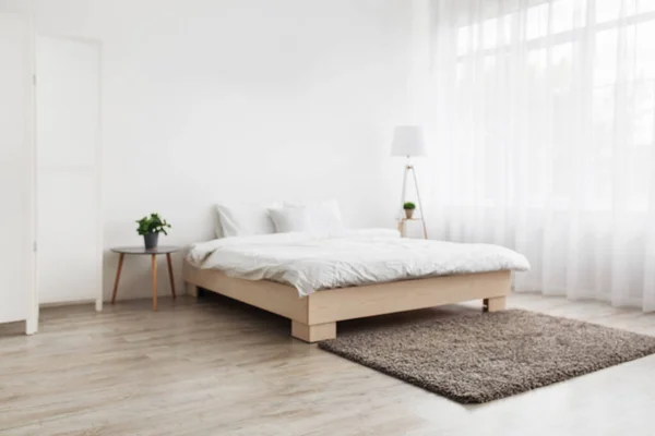 Interior de quarto moderno simples, design minimalista contemporâneo — Fotografia de Stock